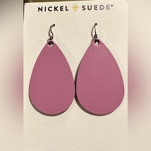 Nickel and Suede mini teardrops in Lilac.
